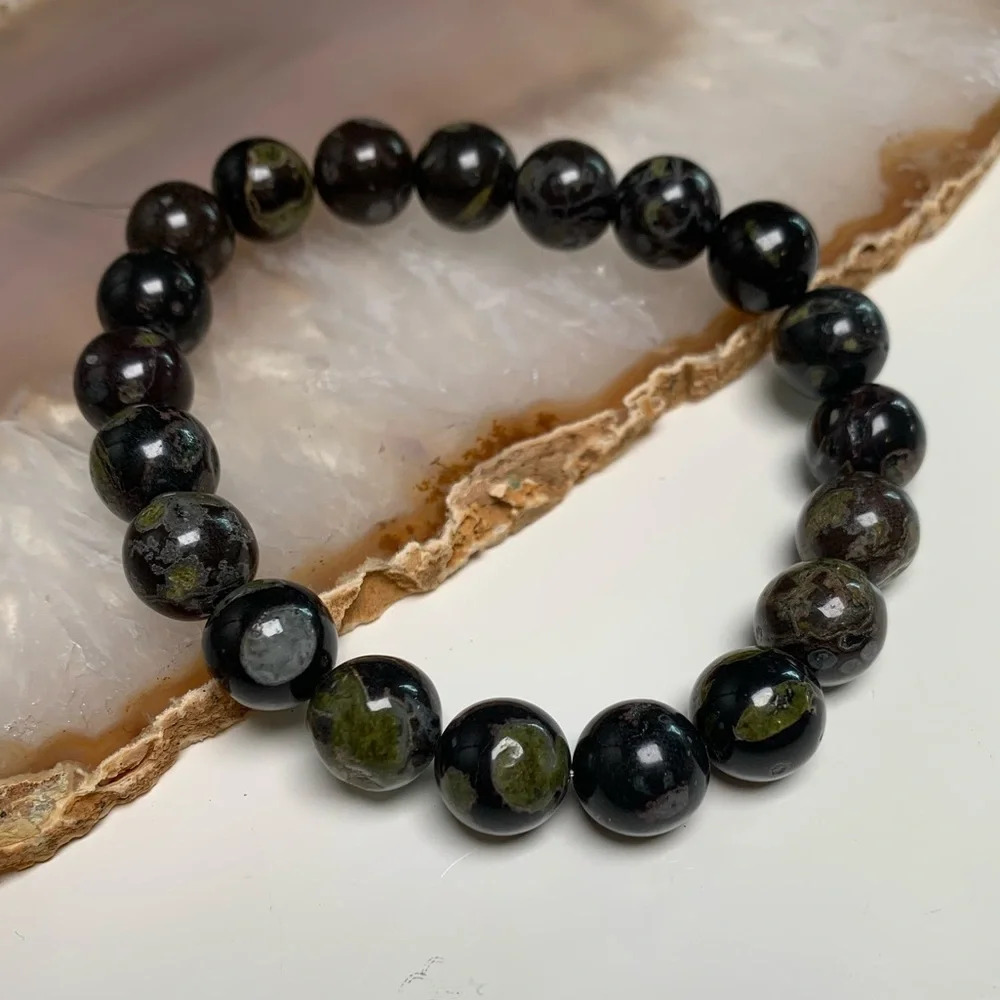 Artisan 10mm Flower Obsidian Stretch Beaded Bracelet